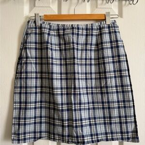 Navy and Light Blue Plaid Mini Skirt